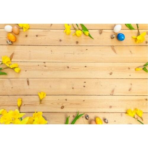 Natural Color Wooden Board and Yellow Flowers Photography Background Photo Booth Studio Decor
