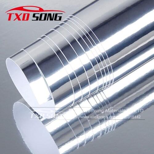 Flexible Silver Chrome Mirror Vinyl Film For Car Body decoration Glossy Chrome mirror Vinyl Film with air free bubbles