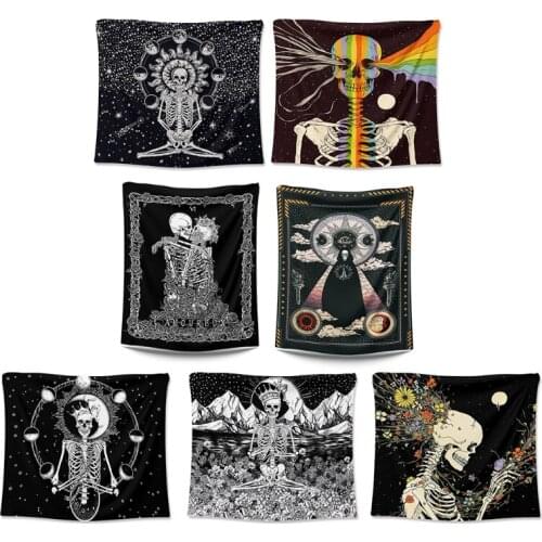 Skull Tapestry The Kissing Lovers Tapestry Wall Hanging Human Skeleton Background Carpet for Dorm Room Home Decor