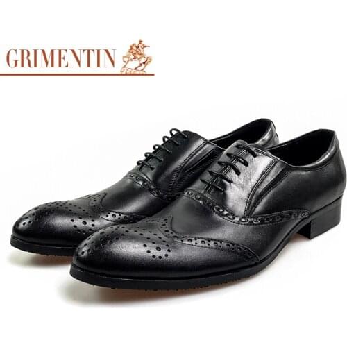 GRIMENTIN Italian fashion men shoes hot sale oxford shoes genuine leather lace up formal business wedding shoes size:38-45