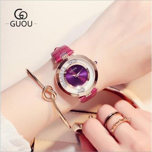 GUOU Wrist Watch Luxury Glitter Diamond Ladies Watch Women Watches Fashion Womens Watches Clock montre femme bayan kol saati