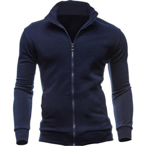 Zipper Cardigan Hoodies Stand Collar Solid Color 2021 Warm Casual Business Sweatshirt Coat Autumn