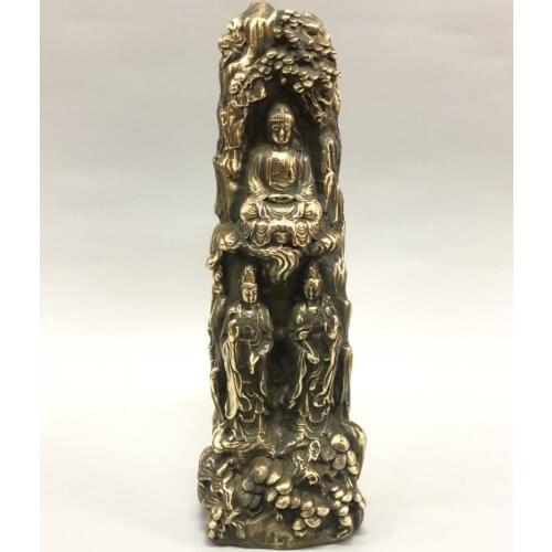 China brass archaize Three Saints Buddha crafts statue
