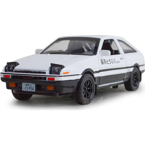 With Sound & Light Toys 1/32 Alloy Diecast Initial D AE86 Car Model Pull Back Gift Kids Toys Collectible Brinquedos 4 Colors