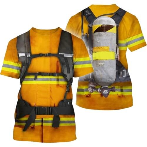 Fire Department Suit 3D All Over Printed T Shirts 3D Print Short Sleeve Sweatshirt Men Women New Style Sportswear Casual Tops