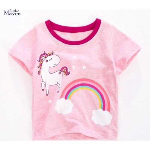 Little maven children 2021 summer baby boy tee tops kids summer 2-7 years clothes unicorn print brand cotton t shirt QW073