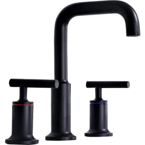 Vidric Basin Faucets Polished gold North American style Bathroom Sink Faucet widespread 3 Hole Bathroom basin Mixer Matte Gold F