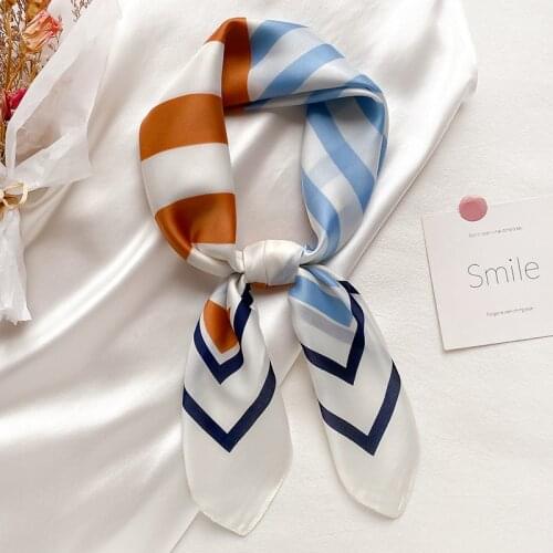 Fashion Silk Hair Scarf For Women Small Shawls Floral Print Kerchief Bandana Head Scarfs Female 70cm*70cm Bag Scarves For Ladies