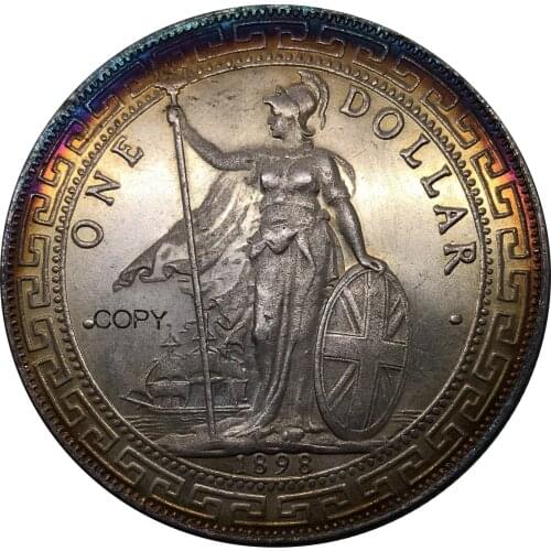 UK 1898 Coin One Dollar Goods from China British Trade Cupronickel Plated Silver Metal Souvenir Gift Collectible Copy Coins