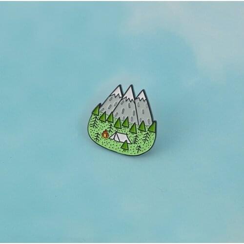 Three Finger Snow Mountain Brooch Bag Shirt Alloy Enamel Pins Broches for Men Women Badge Pins Brooches Jewelry Accessories