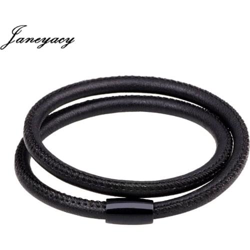 Janeyacy 2018 New Punk Style Fashion Leather Bracelet Simple Magnetic Buckle Men Bracelet Women Bracelet Favorite Gift Pulsera