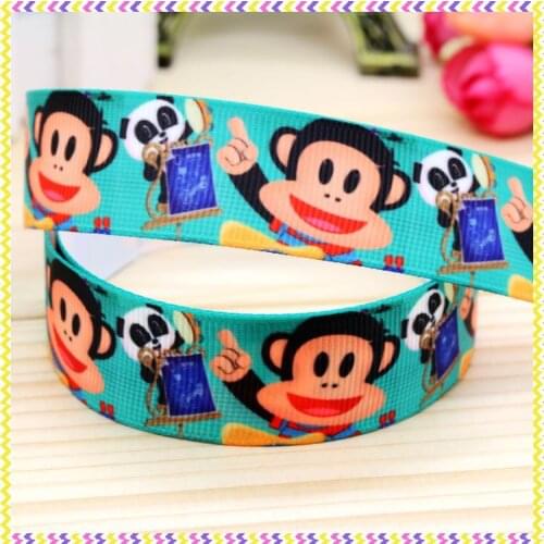 New 7/8'' Free shipping monkey printed grosgrain ribbon hair bow headwear party decoration wholesale OEM 22mm H3848