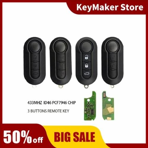 OkeyTech 2/3 Button Flip Car Remote Key For Fiat 500 Punto Ducato Stilo Panda 433Mhz ID46 Chip Folding Auto Key Case Shell SIP22