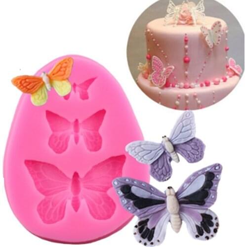 Butterfly Mold Silicone Baking Accessories 3D DIY Sugar Craft Chocolate Cutter Mould Fondant Cake Decorating Tool Pink Kitchen