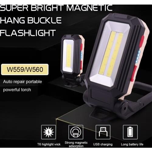LED Rechargeable Magnetic Work Light Portable COB Lamp with Hanging Hook for Car Repairing Camping