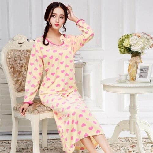 Spring Autumn Ladies Long Sleeved Velvet Korean Version Lovely Princess Nightgown Sleepwear Home Dress Lounge Intimate Lingerie