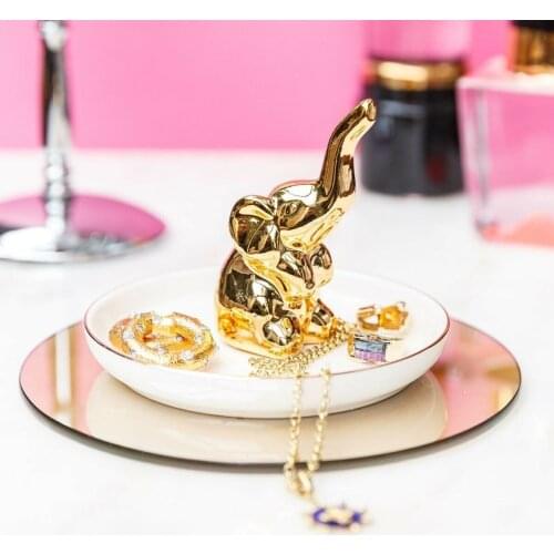 Gold Color Elephant Jewelry Hanger Organizer Jewelry Display Earrings Necklace Model Storage Tray Decorative Ornaments Craft
