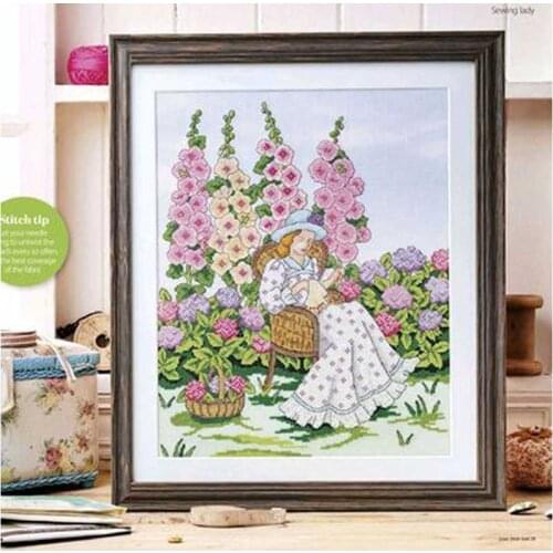 Embroidering Lady in the garden Counted Cross Stitch 11CT 14CT 18CT DIY Chinese Cross Stitch Kits Embroidery Needlework Sets