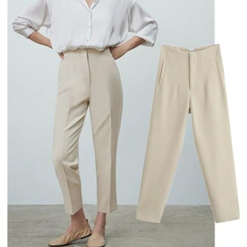 Jenny&Dave Pencil Pants Women Trousers England Style Office Lady Fashion Simple Solid Casual Pants Women High Waist Harem Women