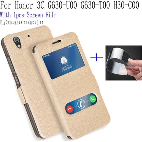 2PCS For Huawei Honor 3C G630-U00 G630-T00 H30-C00 phone cover View Window Leather shell Honor3C G630 Flip case back cover case