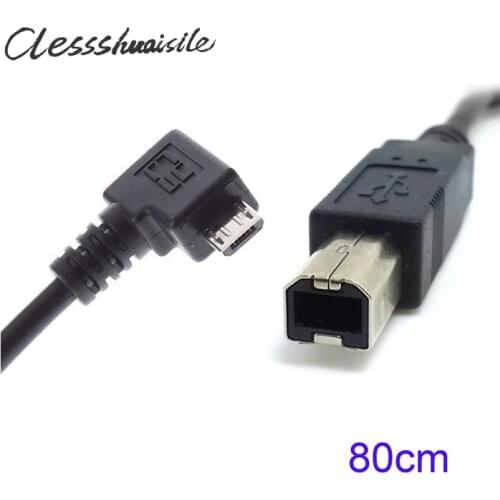 30cm 60cm 80cm Right & Left Angled 90 Degree Micro USB OTG to Standard B Type Printer Scanner Hard Disk Cable