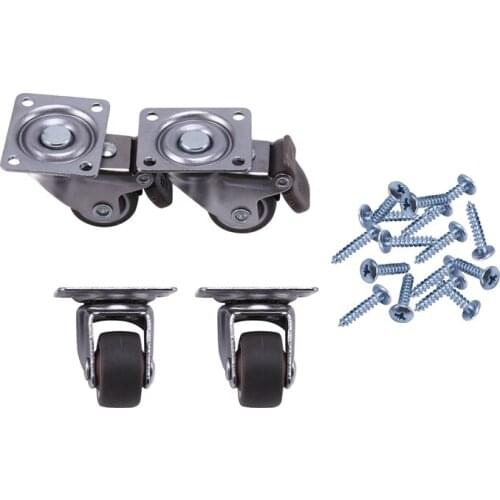 4 Pack 1 inch Low Profile Casters Wheels Soft Rubber Swivel Caster with 360 Degree Top Plate 100 lb Total Capacity for Set of 4