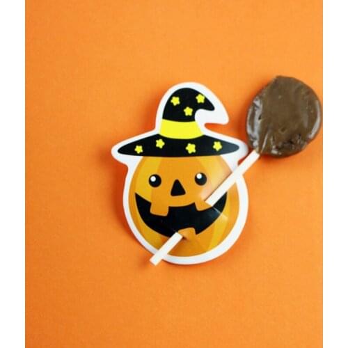 50pcs/set Funny Ghost Pumpkin Style DIY Halloween Gift Candy Decorations Paper Cards Lollipop Cards Party Supplies