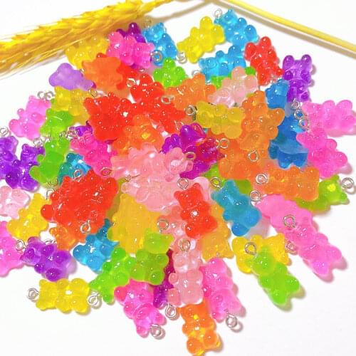 50Pcs Cute Gummy Bear Pendant Charms for Necklace Bracelet Earrings Jewelry DIY Findings Resin Bears Christmas Gift 2.1cmX1.1cm