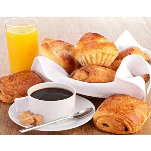 5D Diamond Painting Coffee Bread Juice Food Full Drill Square Diamond Embroidery Cross Stitch Kit Diamond Mosaic Rhinestones New