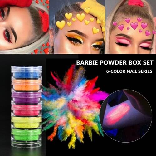 6 Colors Nail Painting Phosphor Nail Fluorescent Pigment Powder Nail Art Shimmer Powder Halloween DIY glitter eyeshadow paint
