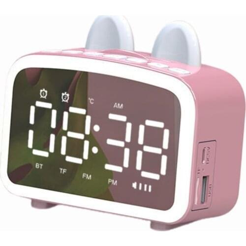 60% Hot Sales!! Q8 Bluetooth-compatible 5.0 Wireless Multi-function Speaker LED Light Alarm Clock Mirror