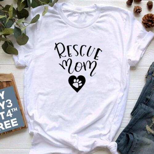 Rescue mom Mama female love dog tshirts print fashion street creative letters T-Shirts women o-neck short sleeve top Tees