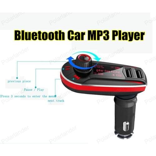Bluetooth Car Kit FM Transmitter MP3 Player 3.5mm Audio AUX TF card Slots Dual USB Car Charger For iPhone Samsung GPS
