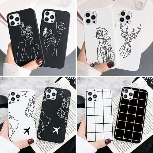 Line Art Case for Huawei P30 Lite P40 P20 Pro Honor 9X 10 8X 8A 9A 10i 20i Mate 20 10 Lite Y9 Y7 Case Silicone Soft Phone Cover