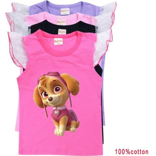 PAW PATROL Print Girls Tshirt Fashion Girl Top Cartoon Casual Girl T Shirts Children Round Neck Short Sleeve