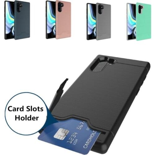 For Samsung Note 10 10+ S8Plus S9 Plus S10 S10 Plus Brushed Armor Silicone Rubber Case ForGalaxyS7 edge A8 2018 Card Slot Holder