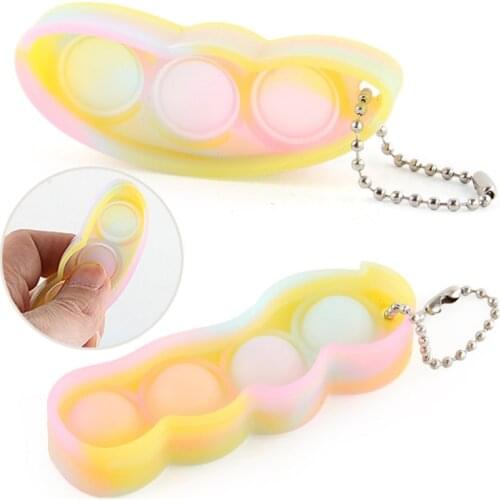 Fidget Simple Dimple Toys for anxiety Finger Mini Keychain 2pcs Decompression Peas Keychain Cute Stress Relief Adult squishy toy