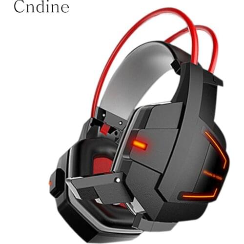 Gaming Headphones Stereo Bass with Microphone Noise Canceling Headset for PC LED Glowing Wired Headphone Gamer