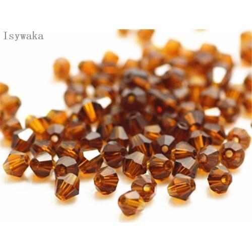 Isywaka Popular Sale Coffee Color 650pcs 3mm Bicone Austria Crystal Beads Glass Beads Loose Spacer Bead for DIY Jewelry Making