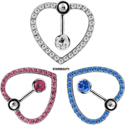 Distinctive Heart Nipple Piercing Mamilo Crystal Nipple Rings Summer Body Tepel Piercing Ombligo, Sexy Nipple Piercings Mamelon