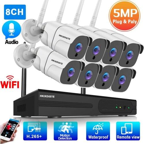 5MP Wifi CCTV Camera Security System Kit 8CH Wireless NVR Kit Outdoor Waterproof IP Wifi Video Surveillance Camera System Set HD