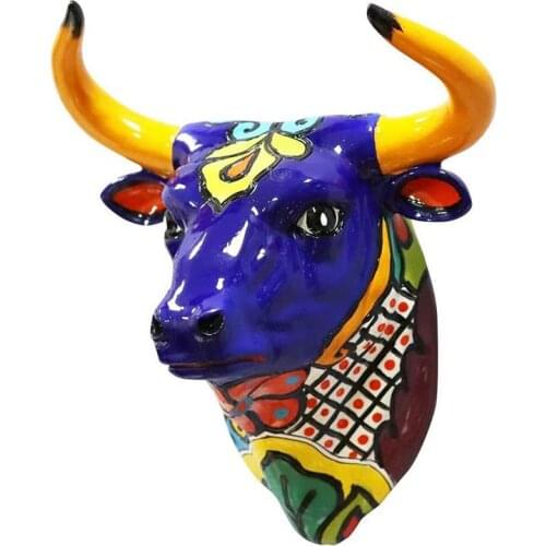 Creative Vintage Resin Bull Head Figurine Wall Decoration Cow Head Ornaments Crafts For Home Office Bar Decoration Accessories