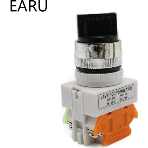LAY7 LAY37 Y090 22mm Selector Rotary Switch Knob Button 4 Screw Terminals 2 Way Small Size 2 Position ON/OFF Push Button Switch