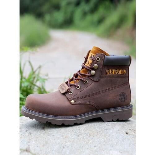 Mens Genuine Leather Boots Classic Outdoor Boots Casual Shoes Ankle Motorcycle Boots Antislip Comfy Shoes Western Style