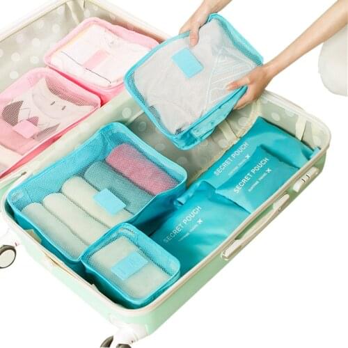 Tidy Suitcase 6Pcs Set Travel Bag Packing Cubes Luggage Organizer Storage Bags Clothes Shoe Tidy Pouch Bag Travel Accessories