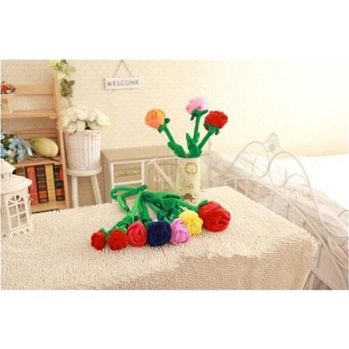 Plush Toys New Simulation Plush Sun Flower Rose doll Assorted Colors Rose Long Flexible Stem PP Cotton Plant Home Decoration