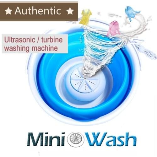 Portable Ultrasonic Turbine Washing Machine Foldable Bucket Type USB Laundry Clothes Washer Cleaner for Home Travel