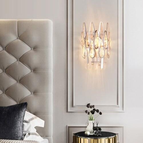 Postmodern crystal wall lamp light luxury living room simple creative bedroom bedside staircase aisle wall lamp