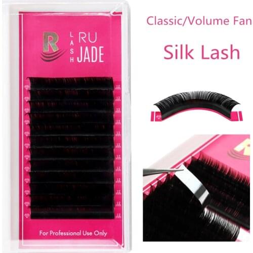 12Lines All Size Faux Mink Eyelash Extension Synthetic Silk Eyelash Russian Volume Eyelashes Extension Supplies for Professional