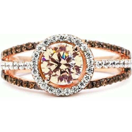 Luxury Rose gold/Silver Color Exquisite Bijoux Fashion Circular Round Wedding & Engagement Ring Made With Cubic Zirconia Jewelry